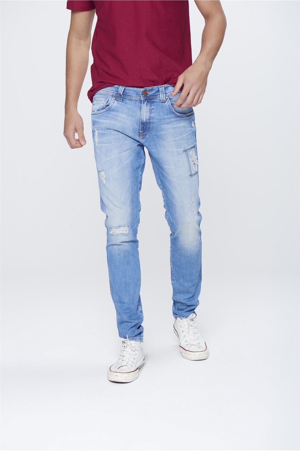 calça jeans super skinny masculina