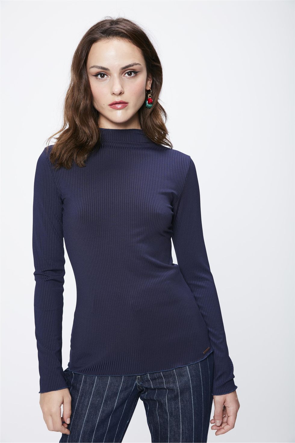 Blusa Manga Longa Gola Alta Feminina Damyller