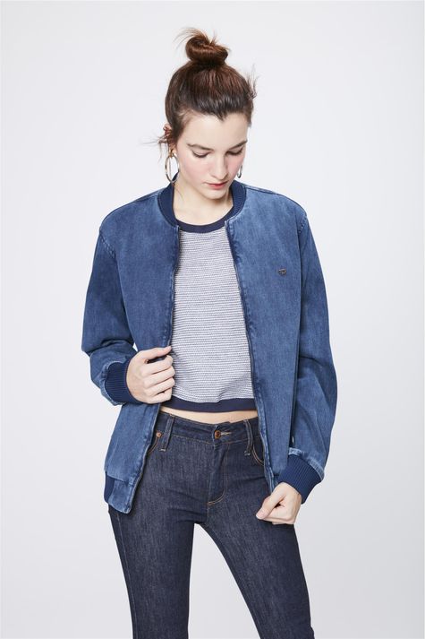 jaqueta bomber jeans feminina