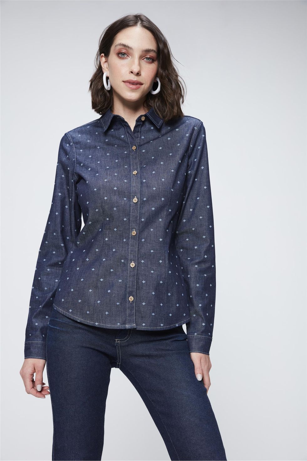 camisa jeans feminina damyller