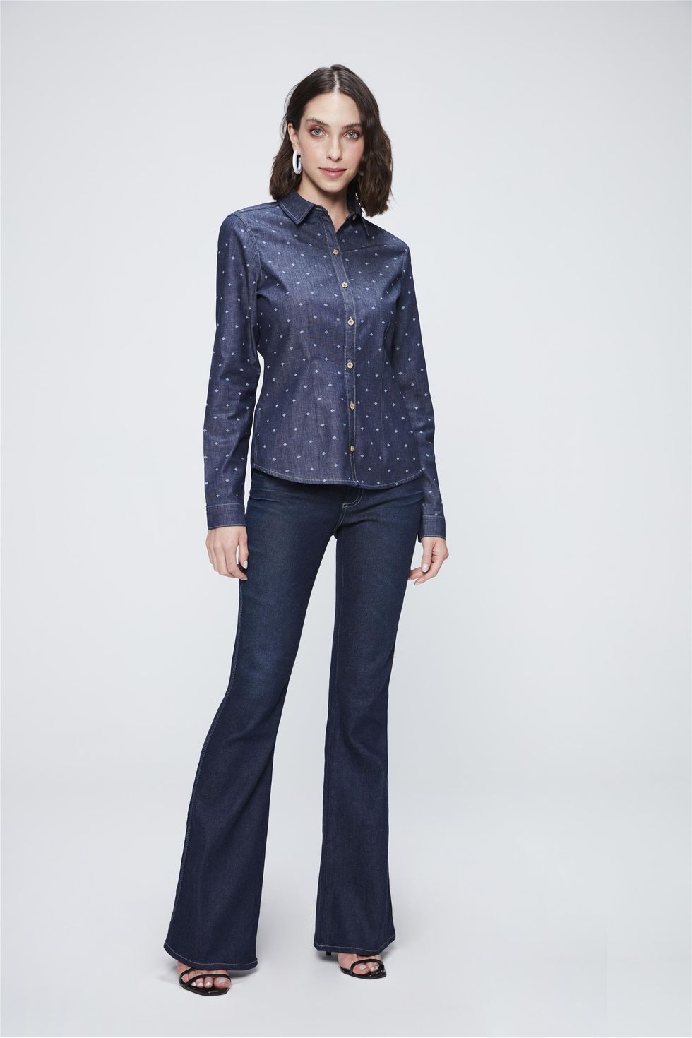 camisa jeans feminina damyller