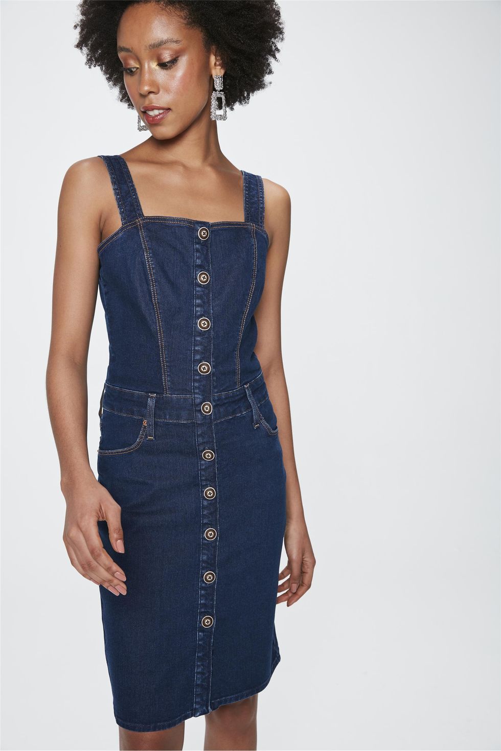 vestido jeans de botoes