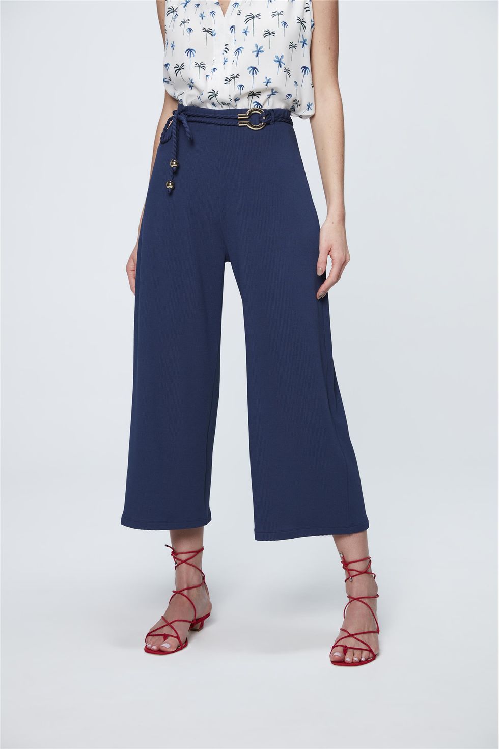 calça pantalona azul marinho