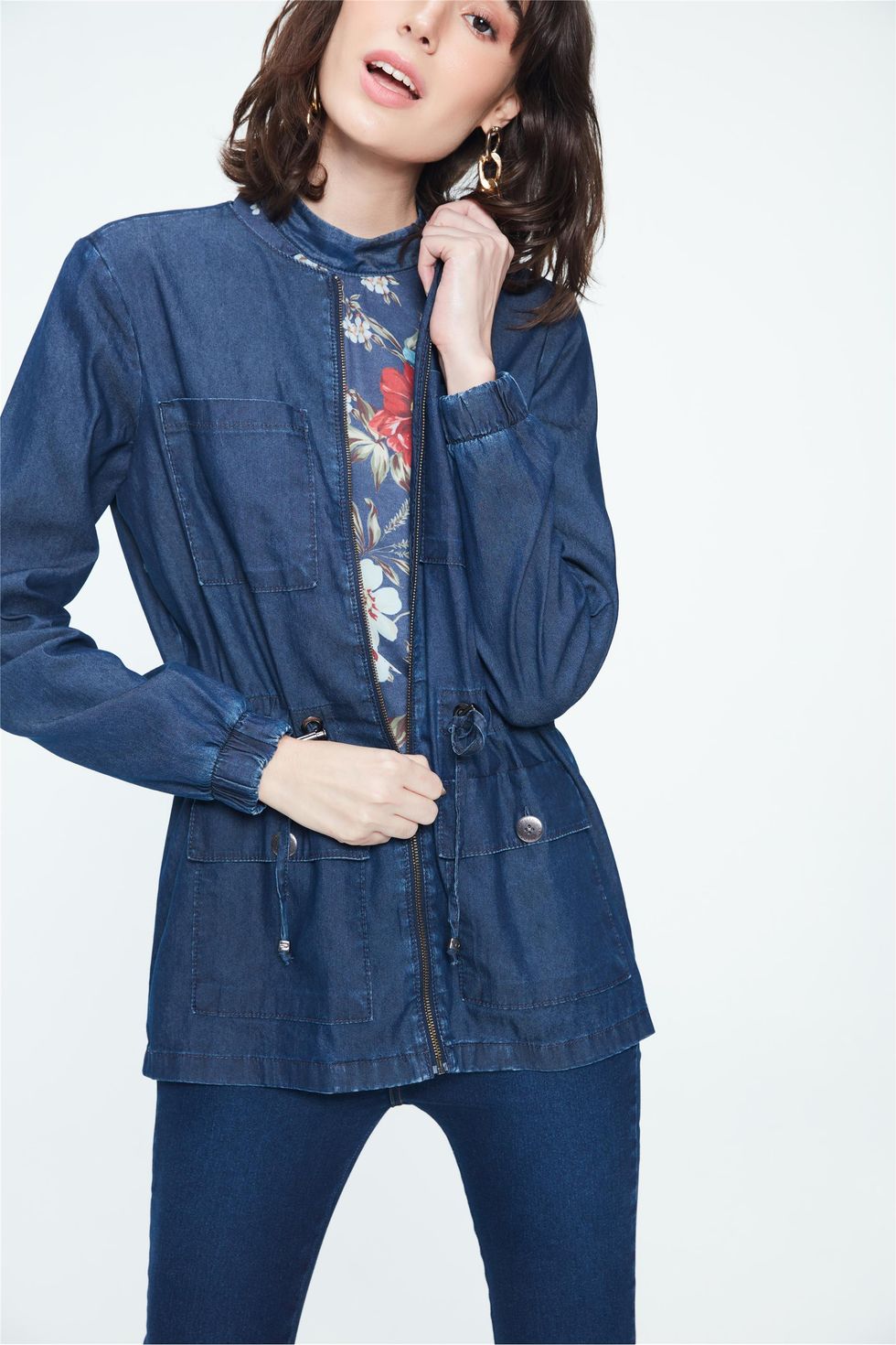 jaqueta parka jeans feminina