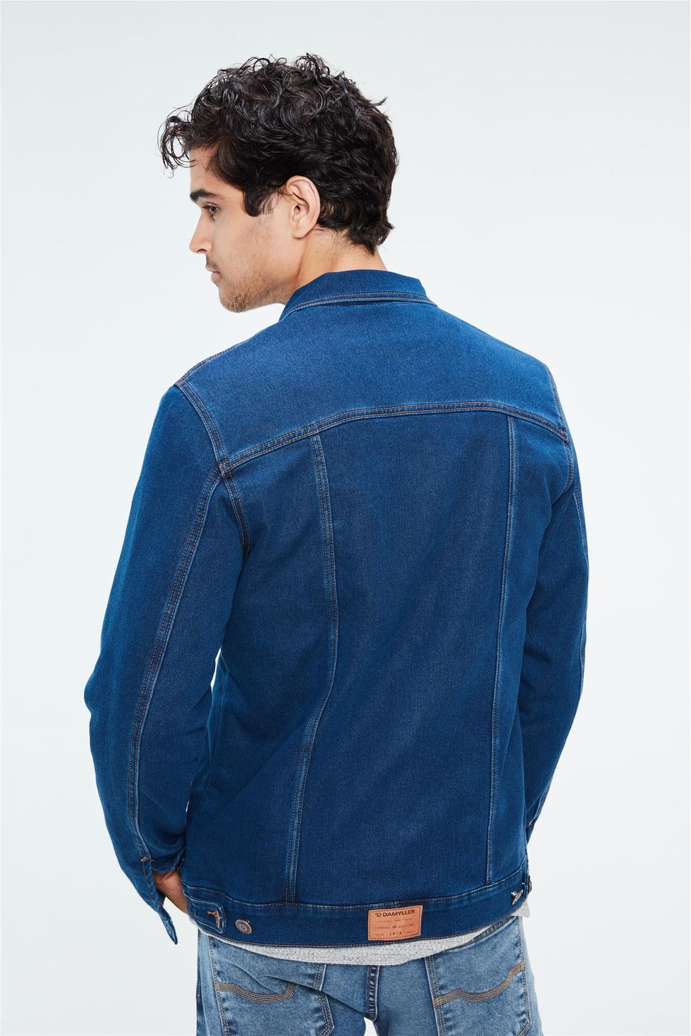 jaqueta masculina jeans com pelo