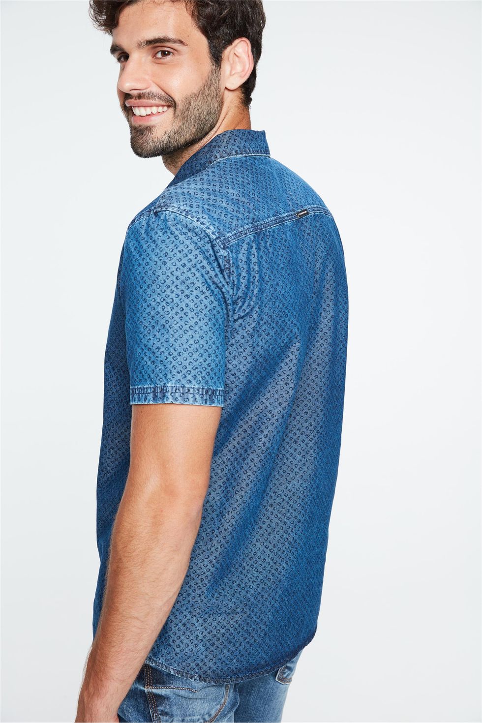 camisa jeans infantil masculina manga curta