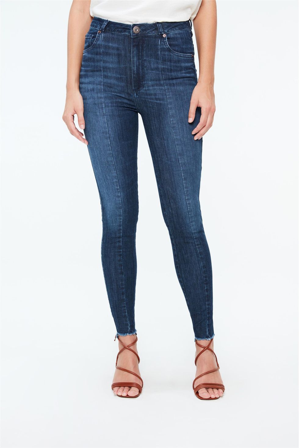 calça jeans cintura alta skinny
