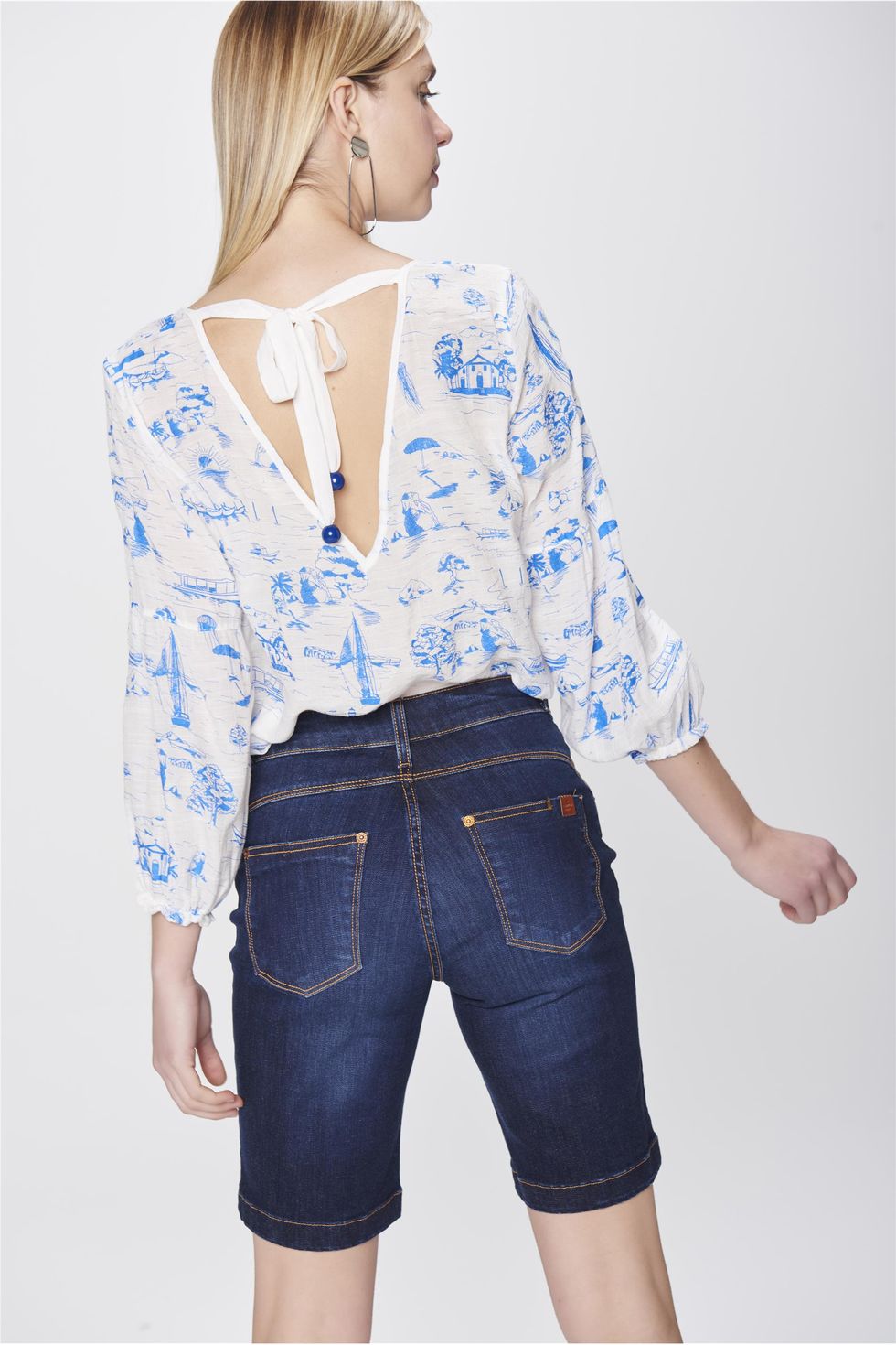 bermuda jeans azul marinho