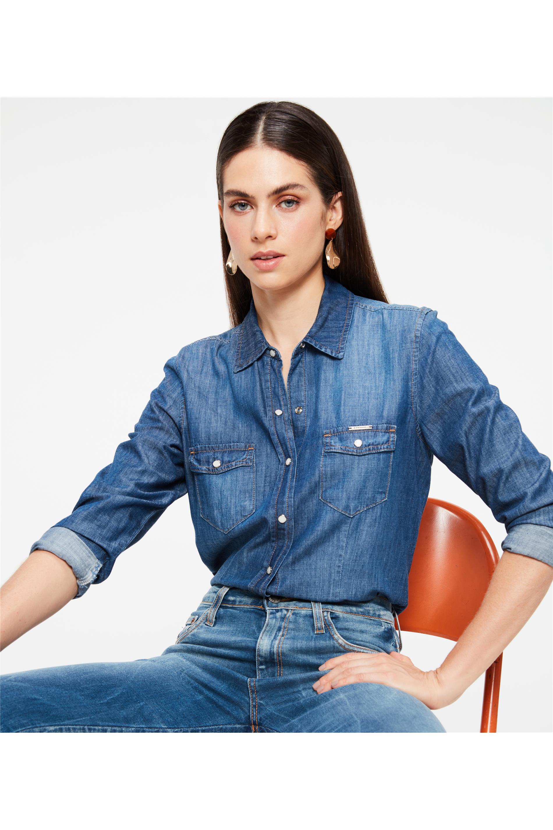 camisa jeans feminina damyller