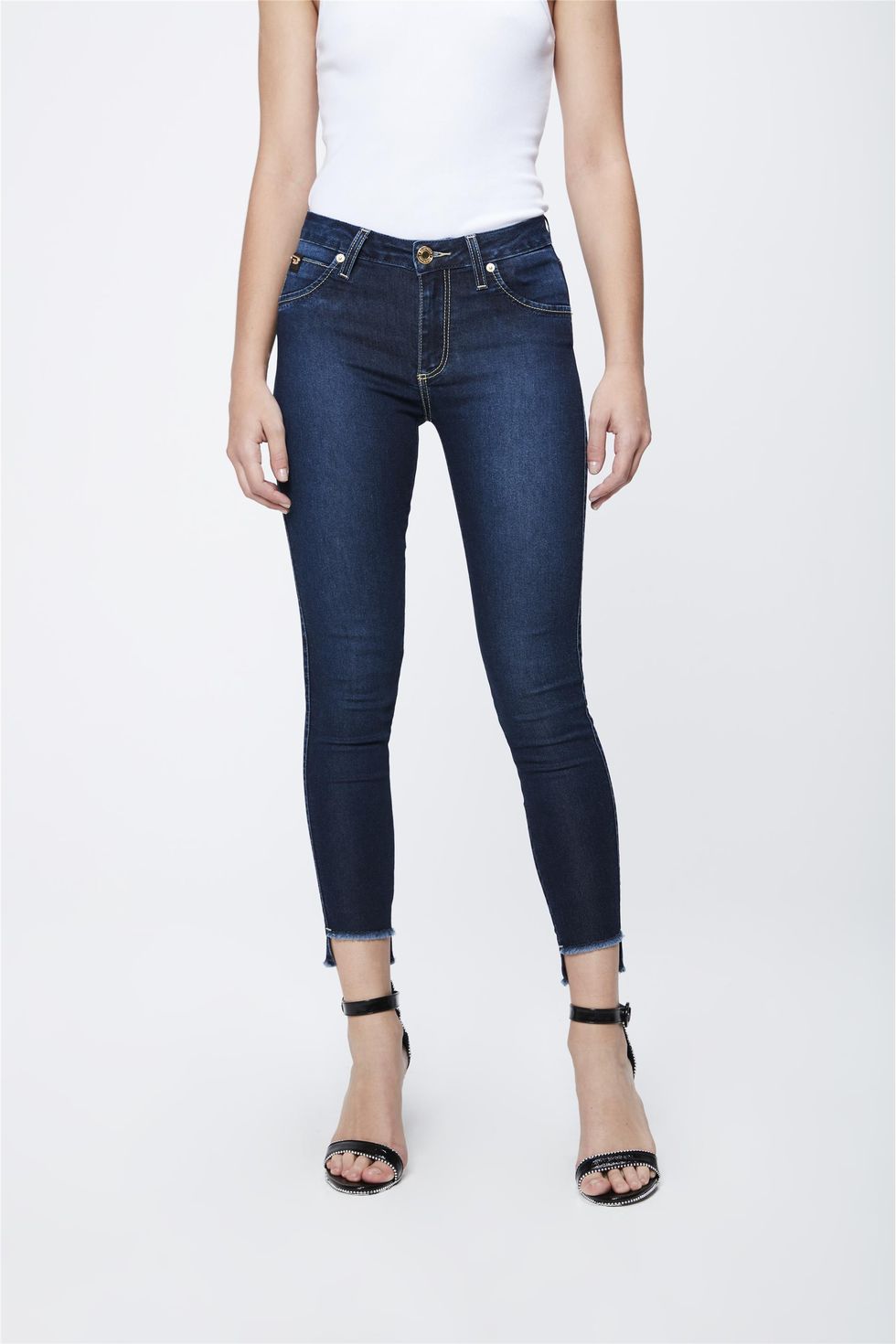 Calca Jeans Escuro Com Barra Assimetrica Damyller Calca Jeans Escuro Com Barra Assimetrica Damyller