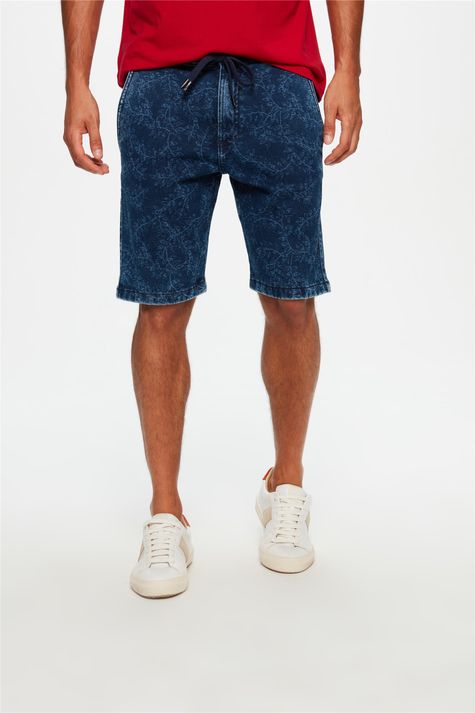 Bermuda-Jeans-Escuro-Jogger-Masculina-Detalhe--