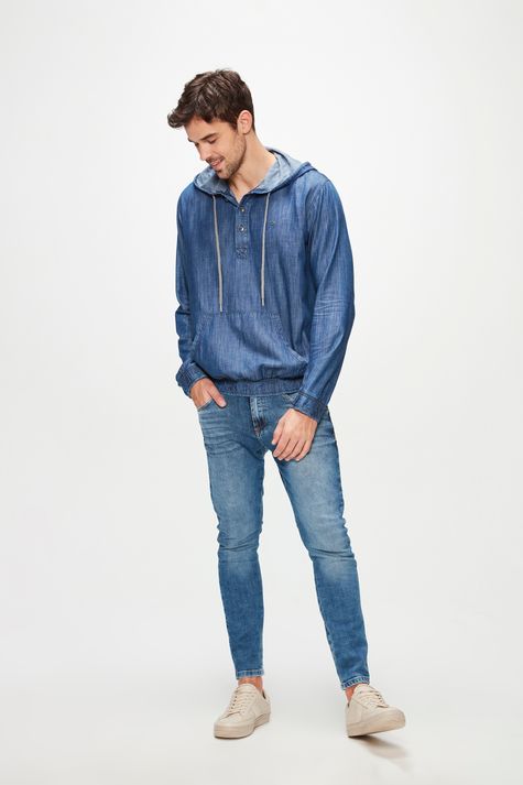 Blusa-Jeans-Anorack-com-Capuz-Masculina-Detalhe-2--