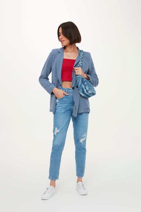 Blazer-Tecido-Plano-Listrado-Feminino-Frente--