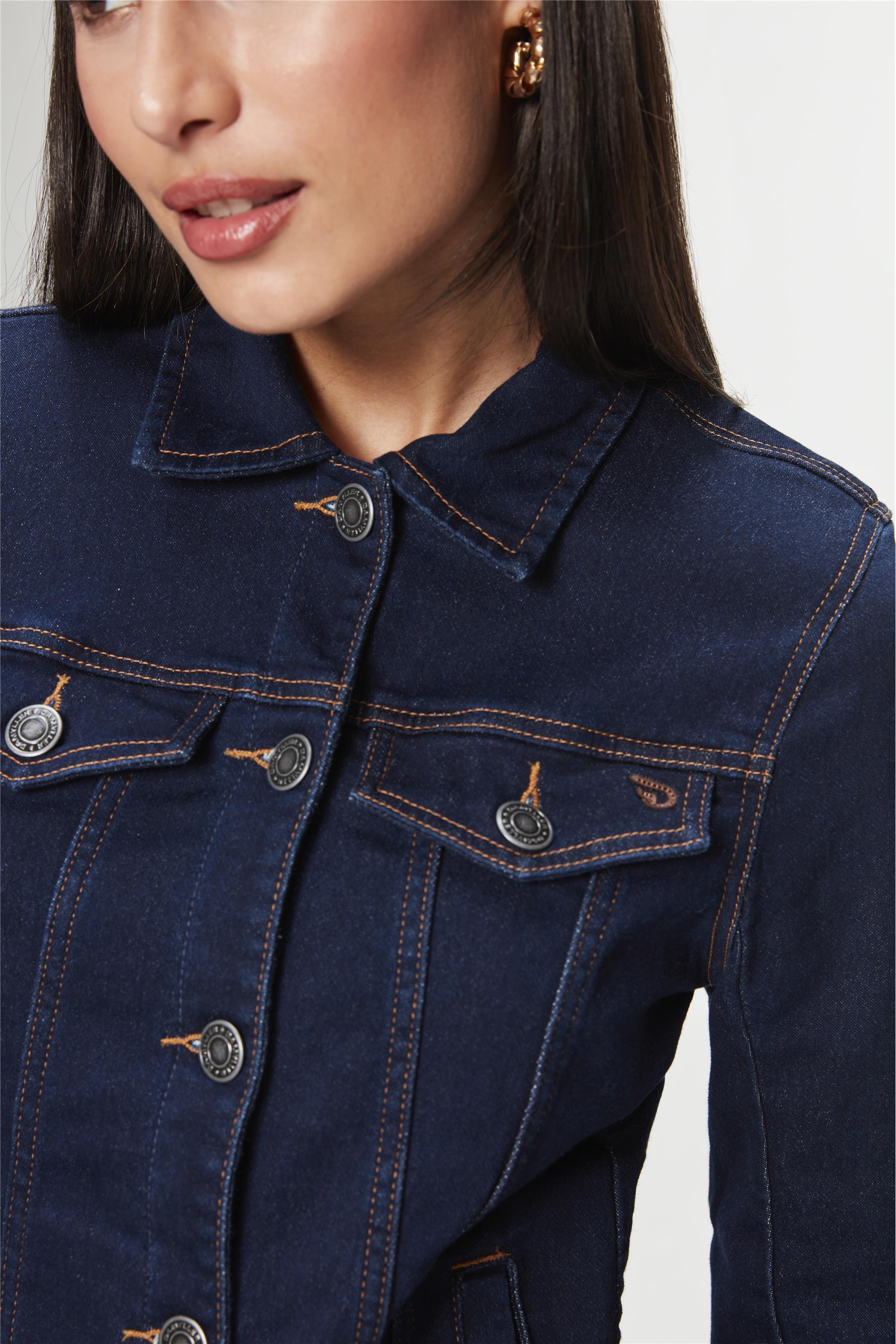 Jaqueta Feminina Jeans Bomber Matelassê com Barra - - Damyller