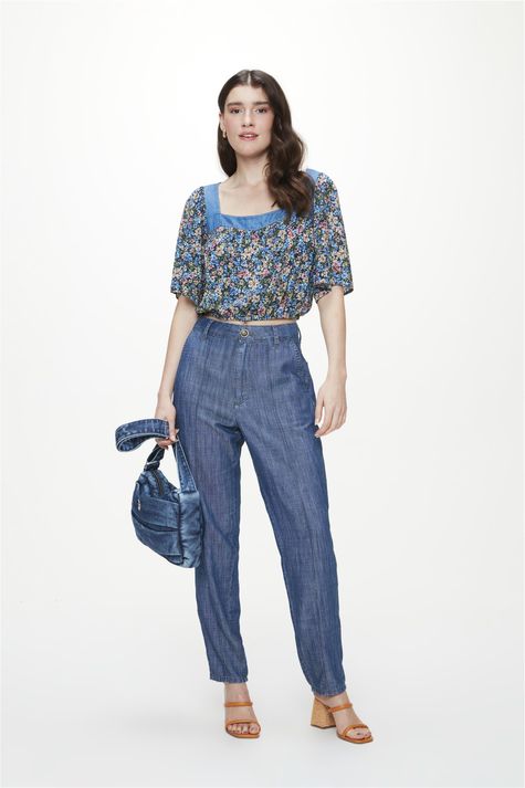 Mini Blusa Amarração Jeans