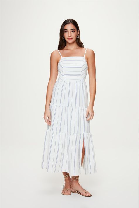 Vestido-Midi-em-Camadas-Listrado-de-Alca-Costas--