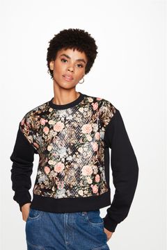 Blusa Canelada Transpassada Floral Mini - - Damyller